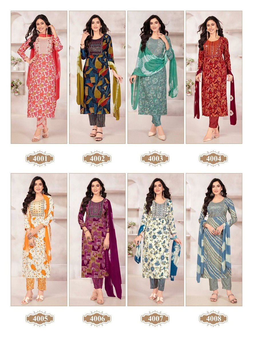 Sofiya Vol 4 By Navkar Rayon Embroidery Kurti With Bottom Dupatta Wholesale Price In Surat